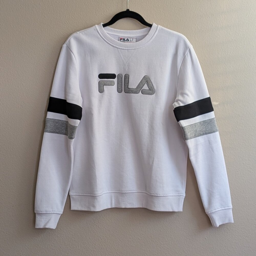 New FILA Women's White‎ Fleece Sweatshirt White Medium